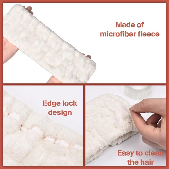 3 Pieces Spa Headband for Women Facial Makeup Headband Soft Terry Cloth Hairband - Picture 3 of 7